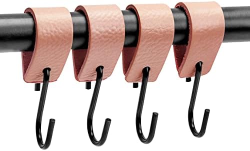 Brute Streng - Multifunkcionalna kožna kožna s -hooks - ružičasta - 12 komada - Kuke u obliku slova - Kuka za kaputa - kožne kuke -