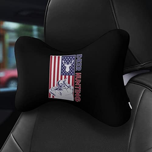 Američki jeleni lov na zastavu jastuk automobila za vrat za vožnju od 2 sjedišta jastuka za glavu za glavu glave odmor za vrat Nepodržavanje