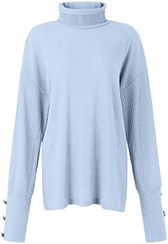 Džemperi za žene trendi slatka estetska odjeća dugih rukava dame vintage smiješno ugodno casual odmor pleteni tunik tunik vrh