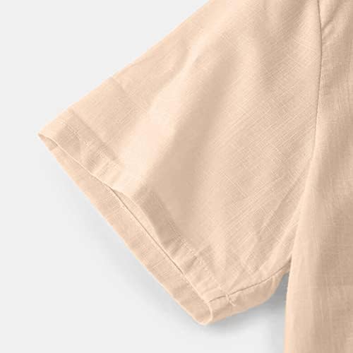 Oxford tkanina posteljina mužjaka Čvrsta ovratnik gornja košulja kratka rukava laneni pamuk ležerne košulje na plaži ljetna košulja