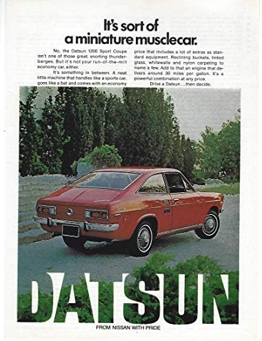 1972. Originalni časopis Print oglas 2 Datsun 1200 Sport Coupe