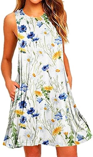 Sundress haljine na plaži za žene plaže cvjetna majica za majice Sundress Sundeless Slatke ženske haljine za