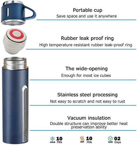 Kava termos od nehrđajućeg čelika vakuuma izolirana boca vode, 500 ml/16,9oz izolirana boca s šalicom za vruće i hladno piće