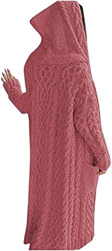 Kabel s dugim rukavima s dugim rukavima džemper s kapuljačom Čvrsta zima zadebljani vrhovi otvoreni prednji kardigan gumb labava vanjska