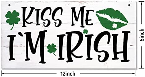 Viseći St Patricks Dan Wood Decor Sign, Kiss Me Irskog tiskanog drvenog zidnog umjetničkog znaka, kućni znakovi dekor, viseća natpis