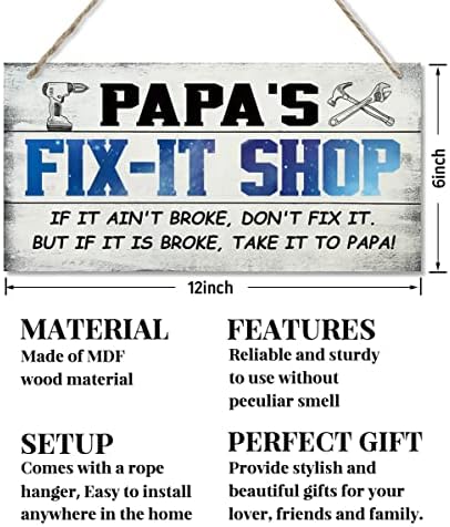 Vintage Style Sign, tata je fix-it trgovina ako se nije slomio, nemojte to popraviti. Ali ako je slomljen, odvedite ga tati! Viseći