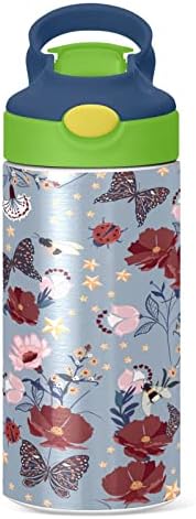 Kigai leptir cvjetovi Dječja boca vode, vakuum bez ikakvog od nehrđajućeg čelika bez BPA-a s dvostrukim zidovima s dvostrukim zidovima