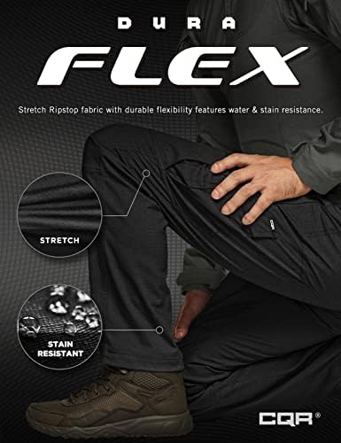 CQR muški fleksibilni ripstop taktičke hlače, vode otporne na rastezljive teretne hlače, lagane radne hlače EDC planinarenja
