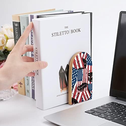 Drveni Držači za knjige s američkom zastavom teški Držači za police za knjige ukrasni krajevi knjiga