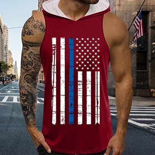 2 Ljetne muške košulje muški ljetni dan neovisnosti digitalni 3-inčni ispis zastave s kapuljačom bez rukava muški dugi rukav