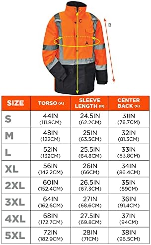 ERGODYNE - 25575 Visoka vidljivost reflektirajuća zimska jakna, izolirana parka, ANSI kompatibilan, Glowear 8384, narančasta, ekstra