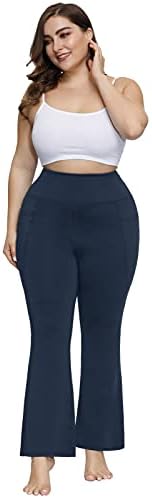 Hanna nikole ženska plus size bootcut joga hlače s džepovima visoki struk hlače za vježbanje bootleg