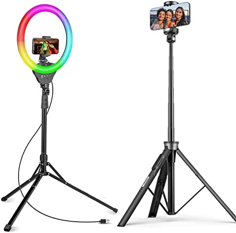 12 Prigušivo svjetlo za selfie s 62-inčnim postoljem i držačem telefona u kompletu s 60-inčnim prijenosnim stalkom za telefon za video