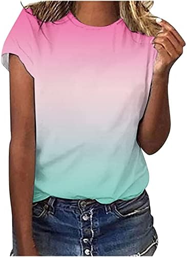 Majice s kratkim rukavima za žene 3D print grafičke tunike za tinejdžer posada vrat vrhovi casual tunika bluze majice ljetne majice