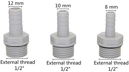 Priključci za crijeva od 1/2 muški navoj od 8 mm 10 mm 12 mm ravni konektor spojnica s bodljikavim tornjem spoj plastične cijevi 1pcs
