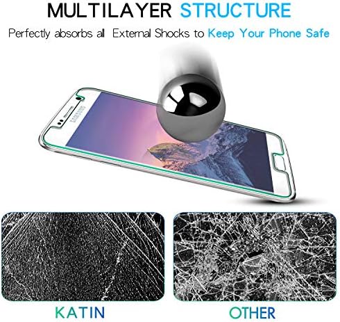KATIN [2 pakiranja] Kaljeno staklo za zaštitu ekrana Samsung Galaxy S6 od ogrebotina, bez mjehurića, tvrdoća 9H, Jednostavan za instalaciju,