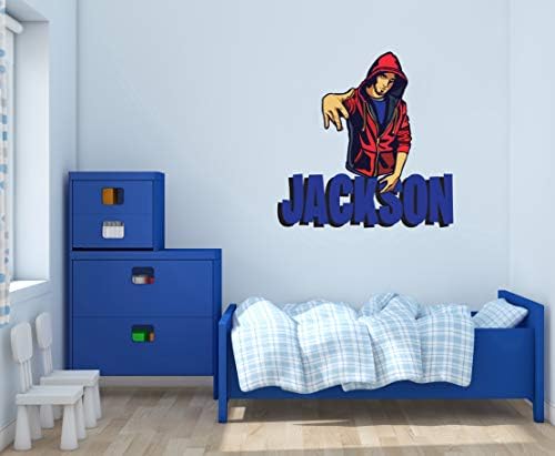 Naljepnica s prilagođenim nazivom - poznati dječak s Hoddiejem - reper dječak - naljepnica za zid za kućnu spavaću sobu vrtić za igralište