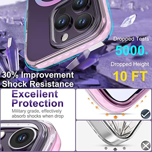 Kingxbar 5-in-1 za iPhone 14 Pro Max Case Clear Kompatibilno s Magsafe, 2X zaštitnik zaslona + 2x zaštitnika za zaštitu magnetskog