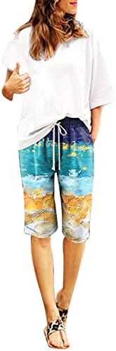 Xinshide cvjetni tisak Bermuda kratke hlače za udobne elastične elastične struke u koljena