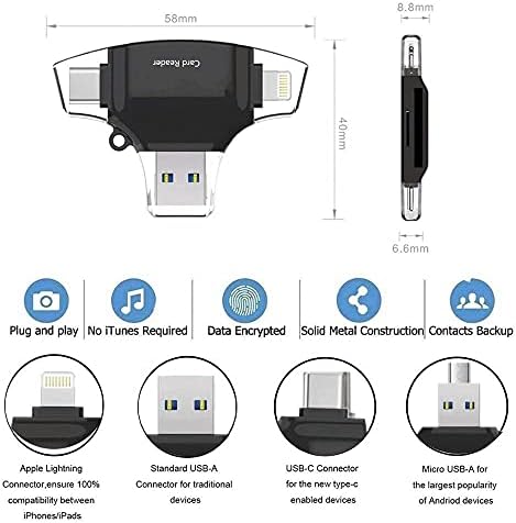 Smart-gadget BoxWave, kompatibilan s Micromax X708 - čitač SD kartica AllReader, čitač microSD kartica SD, Compact USB Micromax X708